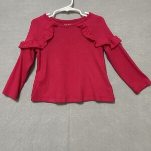 Cat & Jack Red Long Sleeve Top with Ruffle Details Sz: 2T